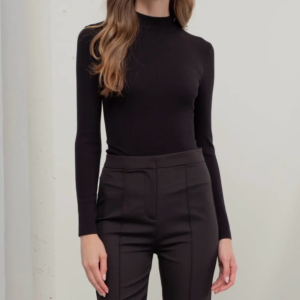 13. Mock neck long sleeve sweater knit top